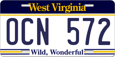 WV license plate OCN572