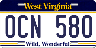 WV license plate OCN580