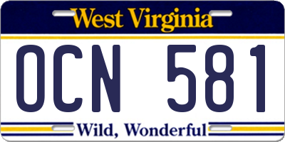 WV license plate OCN581