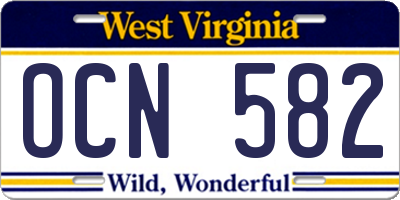 WV license plate OCN582