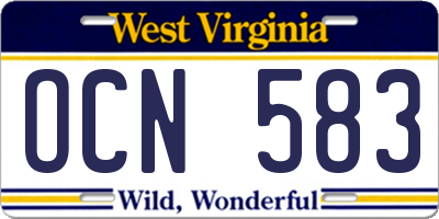 WV license plate OCN583