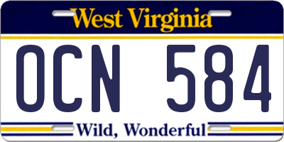 WV license plate OCN584
