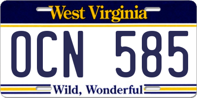 WV license plate OCN585