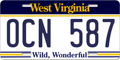 WV license plate OCN587