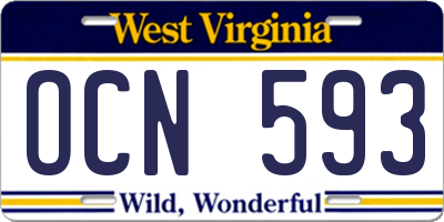 WV license plate OCN593