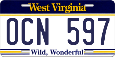WV license plate OCN597
