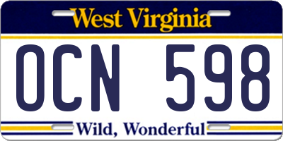 WV license plate OCN598