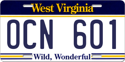 WV license plate OCN601
