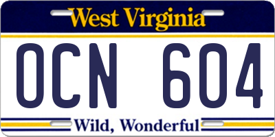 WV license plate OCN604