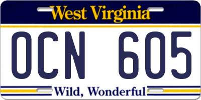 WV license plate OCN605