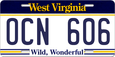 WV license plate OCN606
