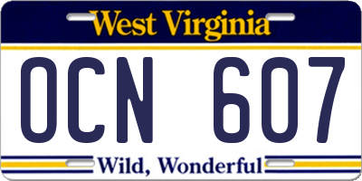 WV license plate OCN607
