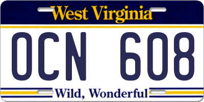 WV license plate OCN608