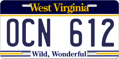 WV license plate OCN612