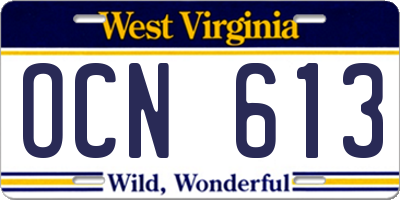 WV license plate OCN613