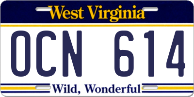 WV license plate OCN614