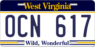 WV license plate OCN617