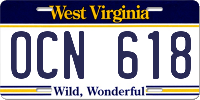 WV license plate OCN618