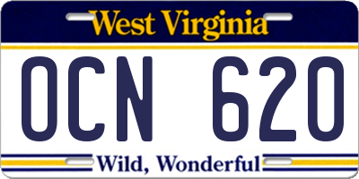 WV license plate OCN620