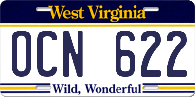 WV license plate OCN622