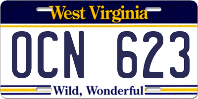WV license plate OCN623