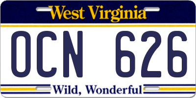 WV license plate OCN626
