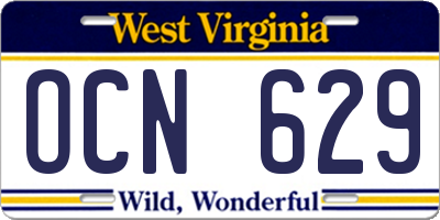 WV license plate OCN629