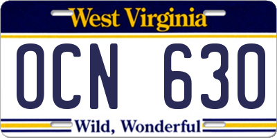 WV license plate OCN630