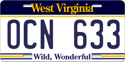 WV license plate OCN633