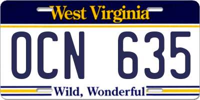 WV license plate OCN635