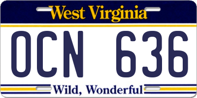 WV license plate OCN636