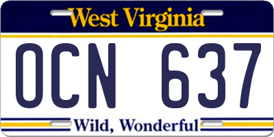 WV license plate OCN637