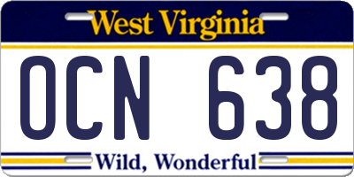 WV license plate OCN638