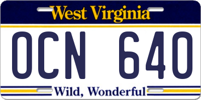 WV license plate OCN640