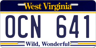 WV license plate OCN641