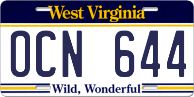 WV license plate OCN644