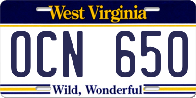WV license plate OCN650