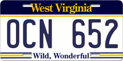 WV license plate OCN652