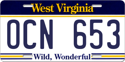 WV license plate OCN653