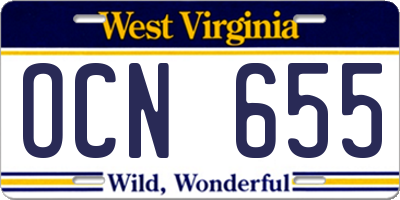 WV license plate OCN655