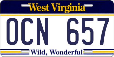 WV license plate OCN657