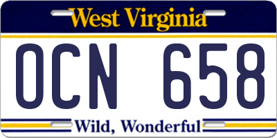 WV license plate OCN658