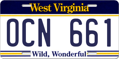 WV license plate OCN661