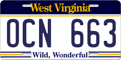 WV license plate OCN663