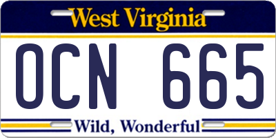 WV license plate OCN665