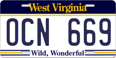 WV license plate OCN669