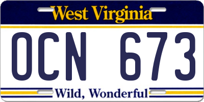 WV license plate OCN673