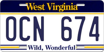 WV license plate OCN674