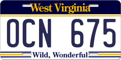 WV license plate OCN675