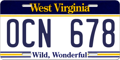 WV license plate OCN678
